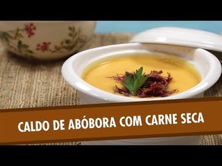 Caldo de abóbora com carne seca