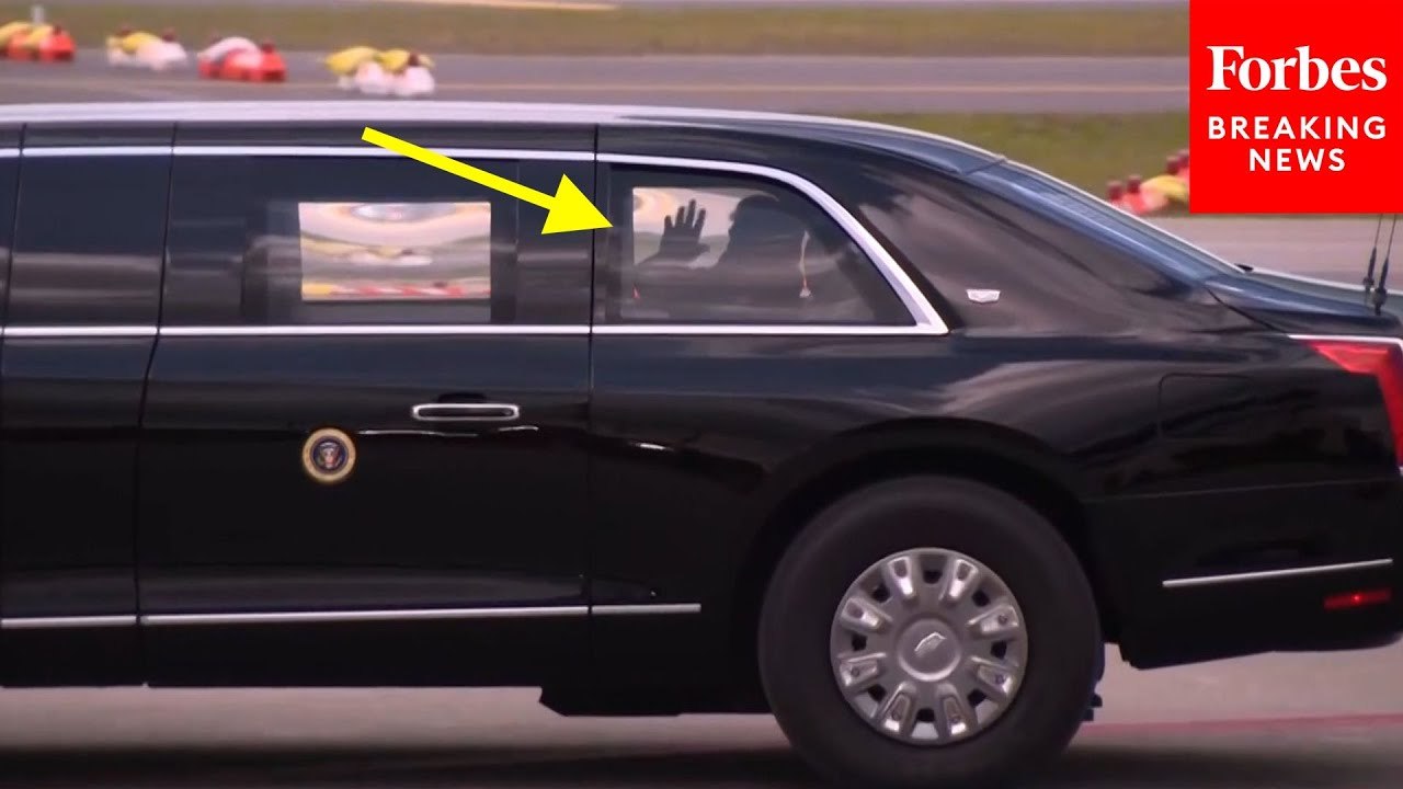 Trump Waves To Cameras Upon Arrival To West Palm Beach, Florida