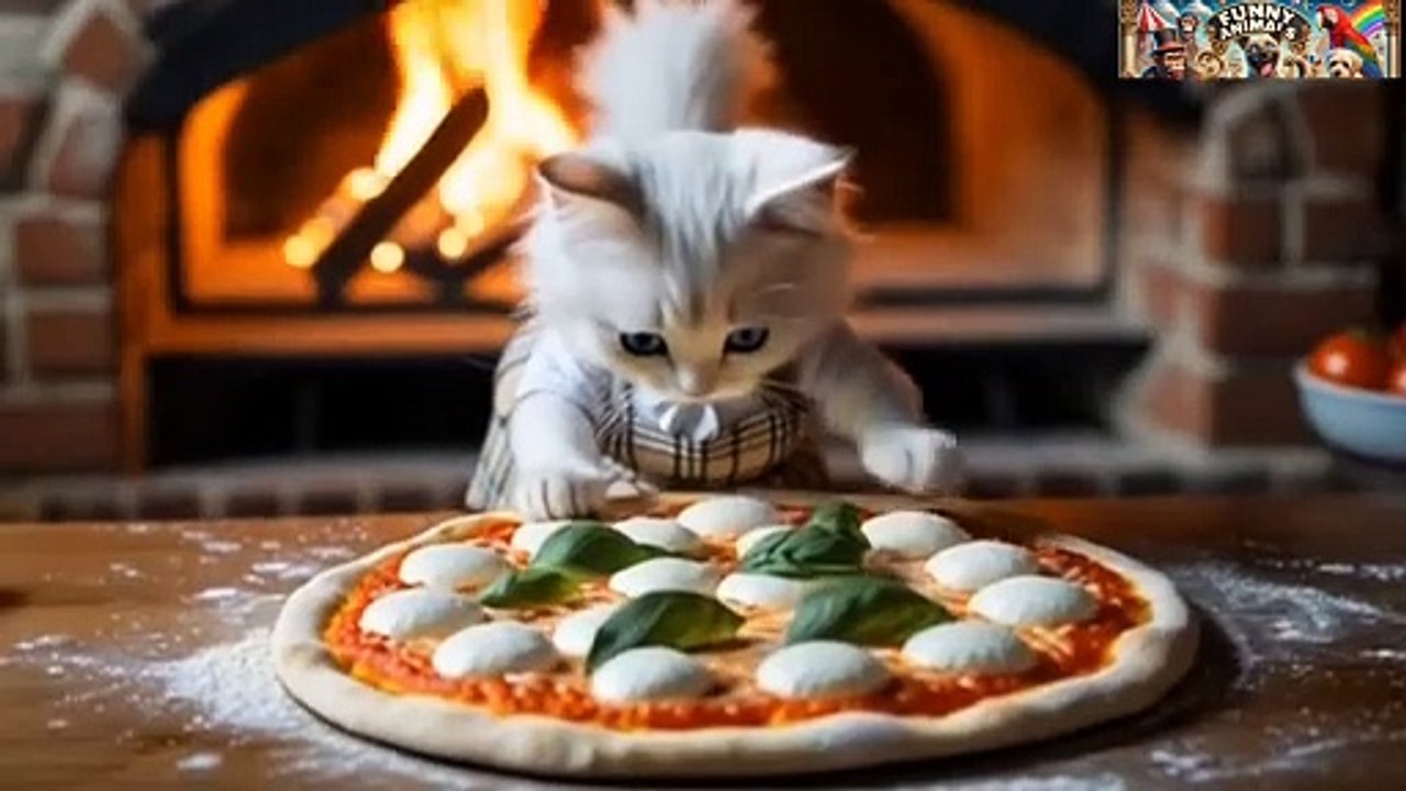 Fluffy Kitten pizza party / Fiesta de pizza / Festa da pizza#aikitten #aicat #kitten #kittenlover