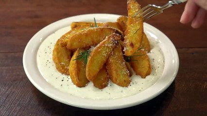 크림소스 찍어먹는, 양념 웨지감자 만들기 [노오븐,오븐 2가지방법] -- Crisp Fried Potatoes, Baked Potatoes with Cream Cheese Dip