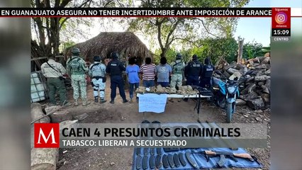 Operativo en Tabasco, libera a víctima y arrestan a cuatro delincuentes