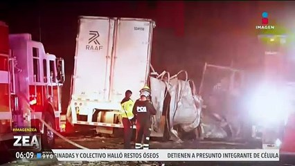 Chofer de tráiler muere calcinado tras protagonizar un choque en la Monterrey-Saltillo