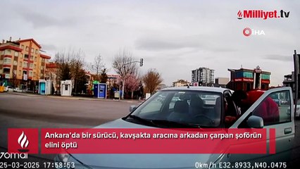 Kavşakta aracına arkadan çarpan şoförün elini öptü