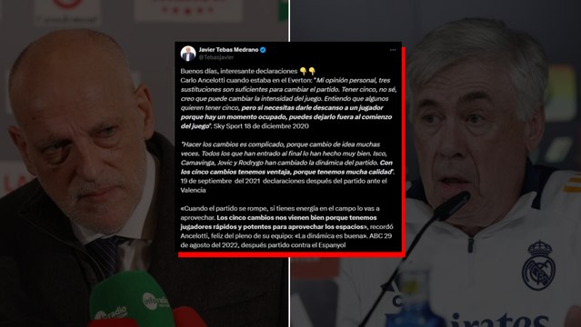 Tebas vuelve a la carga contra Ancelotti e intenta desacreditar al entrenador del Real Madrid