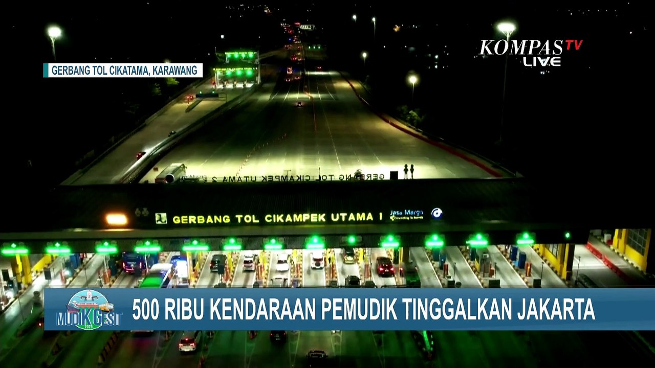 [FULL] Pantauan Arus Mudik Gerbang Tol Cikampek Utama dan Tol Cipali Ramai Lancar per 29 Maret Malam