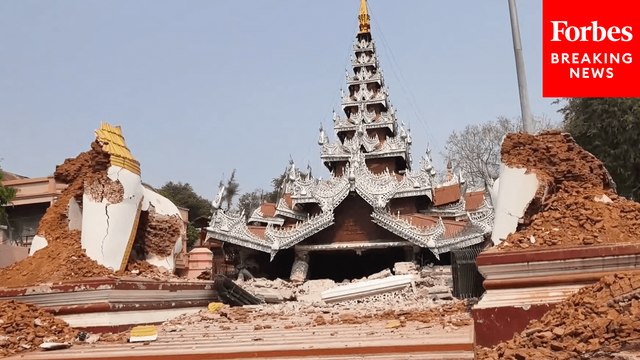 Footage Shows Collapsed Buildings After Major Earthquake In Mandalay, Myanmar