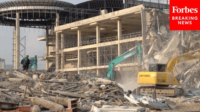 First Responders Conduct A Rescue Operation At A Collapsed Building In Bangkok After Major Quake