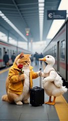 Cat love duck ai vedio