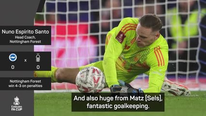 Nuno 'delighted' after Sels shootout heroics take Forest to FA Cup semi-final