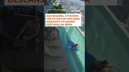 Casal se desespera ao tentar sair de piscina no topo de arranha-céu durante terremoto na Tailândia