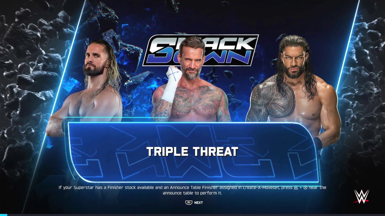 WWE 2K25 - CM Punk vs. Seth Rollins vs. Roman Reigns