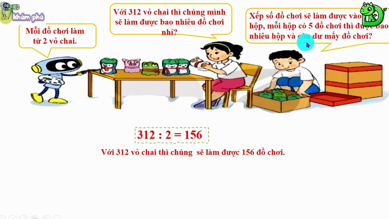 Toán lớp 3 - Bài 37 Chia số có ba chữ số cho số có một chữ số || DINOTECH