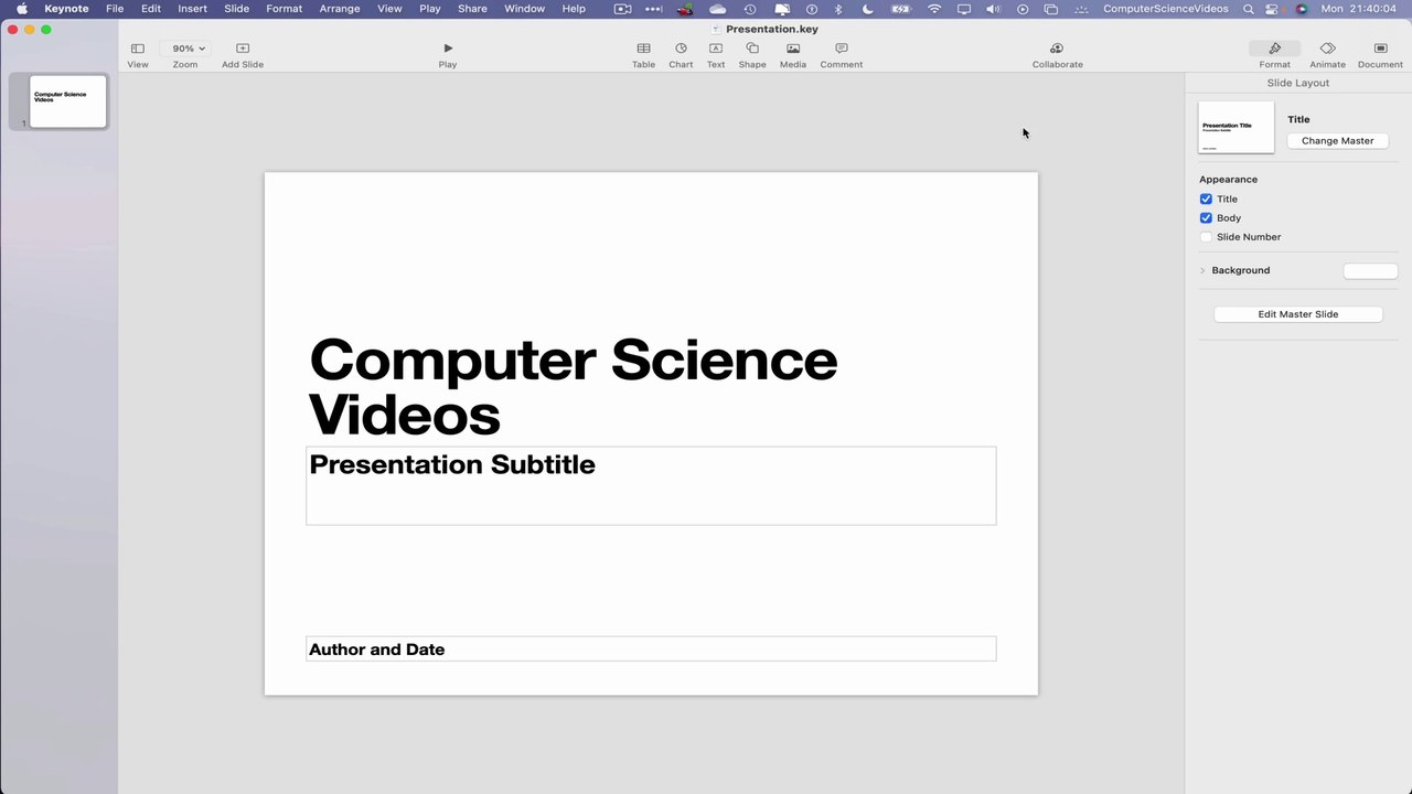 How to INSERT a New Slide to Your Presentation On the Keynote Application On a Mac Computer - Basic