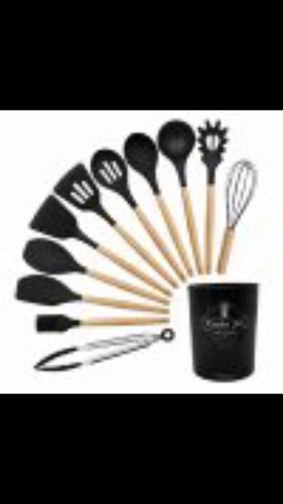 12 Pcs Silicone Cooking Utensils Kitchen Utensil Set | Heat Resistant Kitchen Non Toxic Spatula Set With Turner Tongs,spoon,brush,whisk-wooden Handle(random Color)