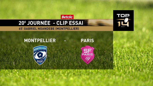 TOP 14 - Essai de Gabriel NGANDEBE (MHR) - Montpellier Hérault Rugby - Stade Français Paris