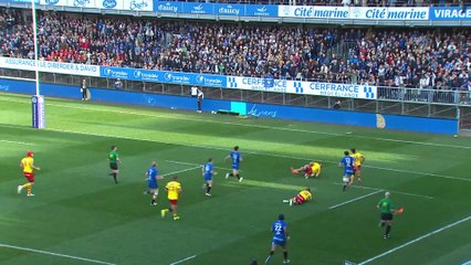 TOP 14 - Essai de Robin TACCOLA (RCV) - RC Vannes - USA Perpignan