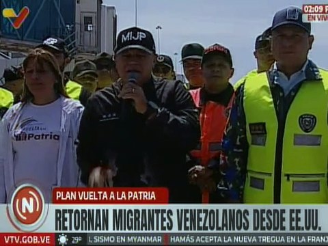Vpdte. Sec. Diosdado Cabello: Aterrizan al país 175 migrantes venezolanos repatriados desde EE. UU.