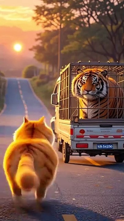 Cat help the lion ai video