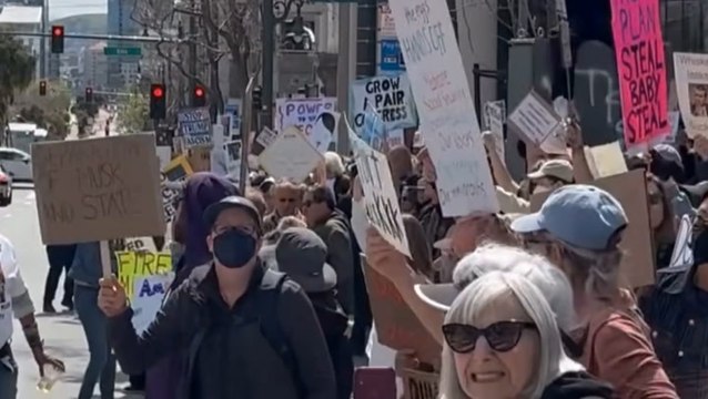 Anti-Musk protestors swarm Tesla in San Fransisco amid global demonstrations