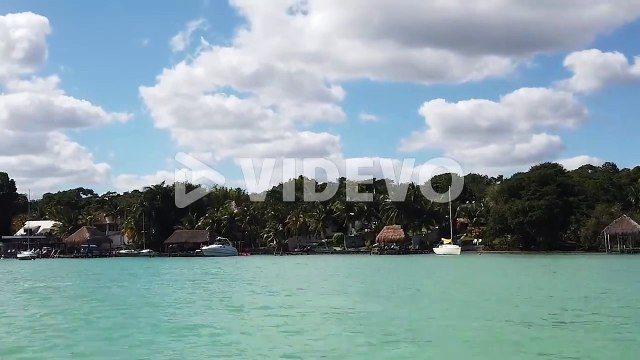 tropical village in Bacalar shoreline in the Riviera Maya, Quintana Roo, Mexico