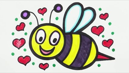 🐝❤️ How to Draw and Color a Cute Bee with Hearts | Easy Drawing for Kids! 🎨✨