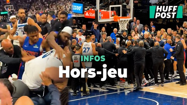 En NBA, cette bagarre entre joueurs des Wolfs et des Pistons s’est terminée en tribune (et avec 7 expulsions)