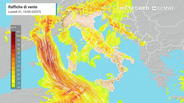Lunedì 31 marzo, forte vento sull'Italia nelle prossime ore