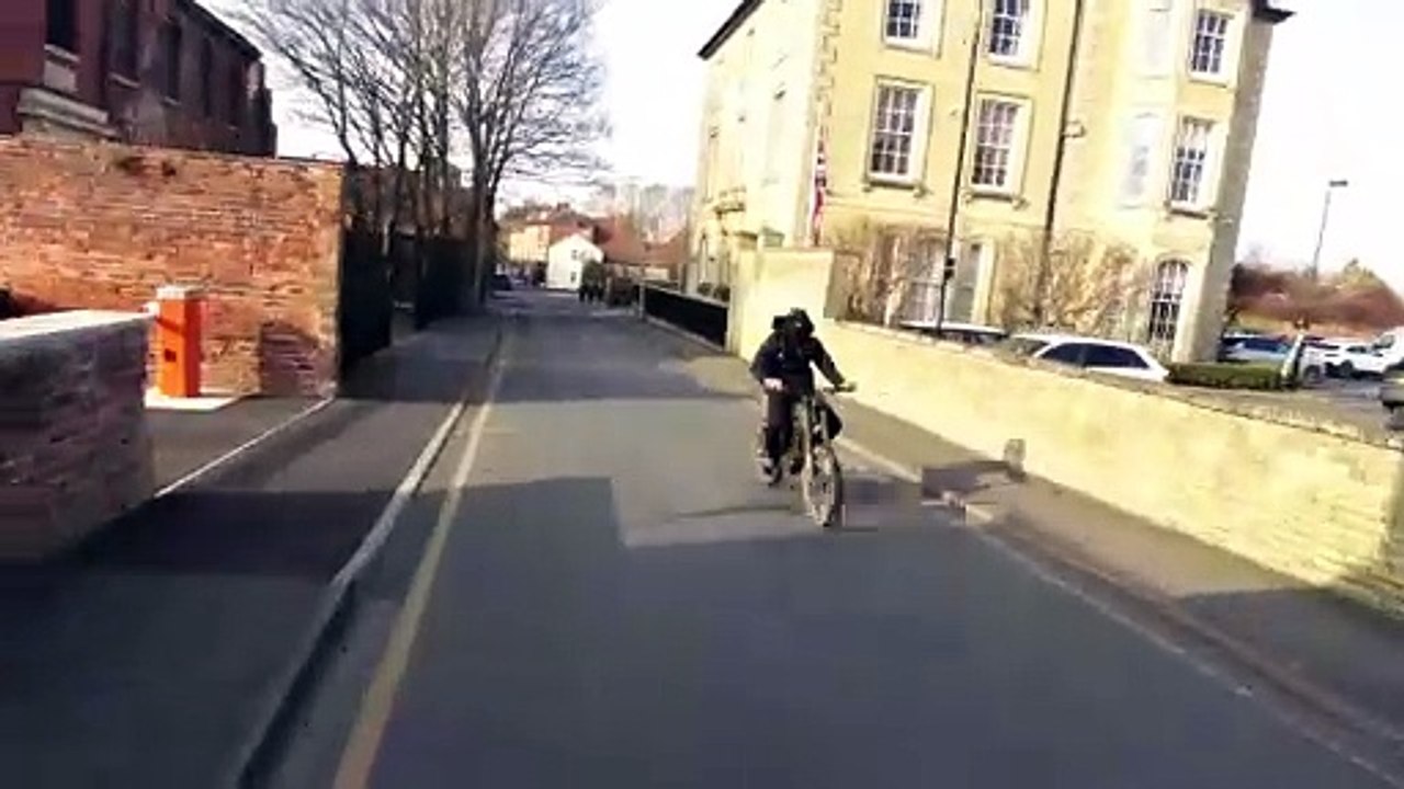 Electric motorbike wrong way up Swinegate Grantham