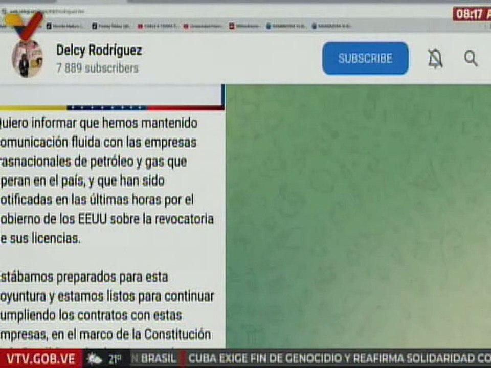 Vpdta. Delcy Rodríguez: Venezuela no reconoce jurisdicción extraterritorial alguna