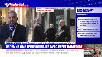 Marine Le Pen condamnée: "C'est une décision logique", assure Alexis Corbière (Écologiste et social)