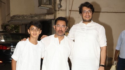 Aamir Khan celebrates Eid with family, greets media with sons Junaid and Azad