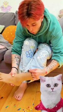 Fake Foot Acupuncture😻 #cat #meow #lol #cool #funny #comedy #hacks #easy #friend #love