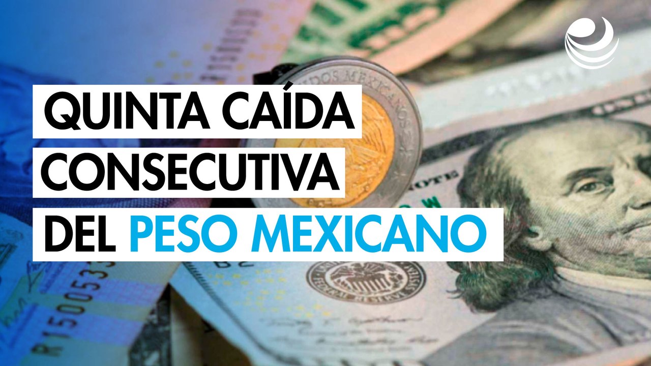 Peso mexicano retrocede ante el dólar y perfila su quinta caída consecutiva