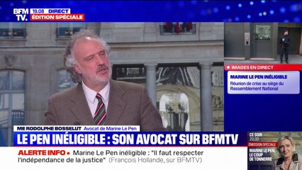 Marine Le Pen inéligible: "Il y a un chemin juridique étroit" pour qu'elle puisse être candidate en 2027, indique son avocat