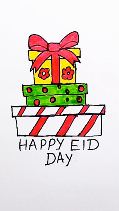 How to draw happy eid day