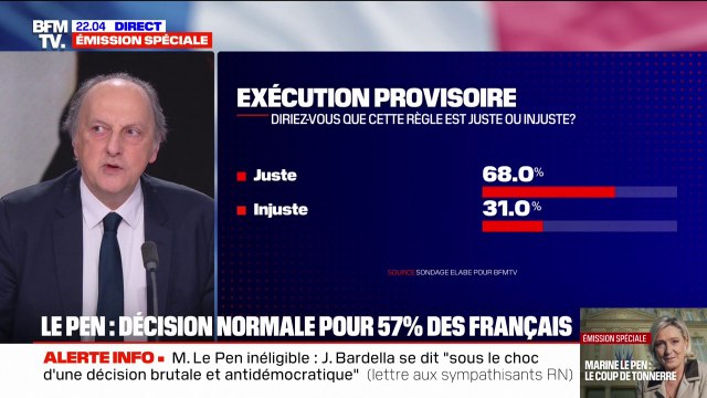 Marine Le Pen inéligible: 57% des Français estiment que c'est une décision de justice normale au vu des faits reprochés, selon un sondage Elabe pour BFMTV