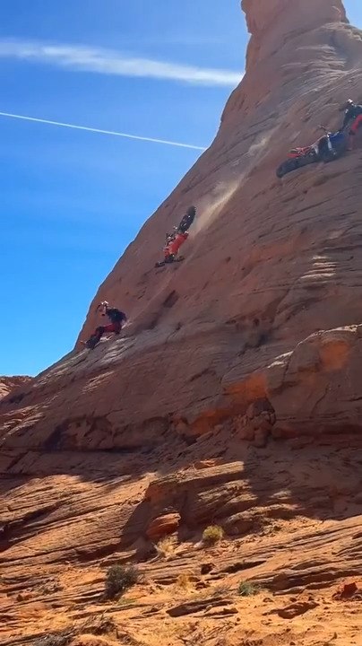 Biker Falls Off Cliff While Trying to Ride up Mountain