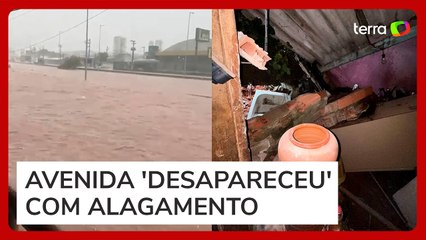 Casa desaba e avenida 'desaparece' durante temporal na Grande SP