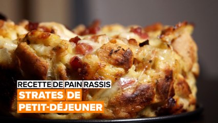 Recette de pain rassis : strates de petit-déjeuner