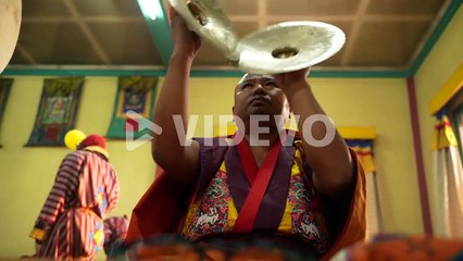 Buddhist worship is going on inside the Buddhist monastery