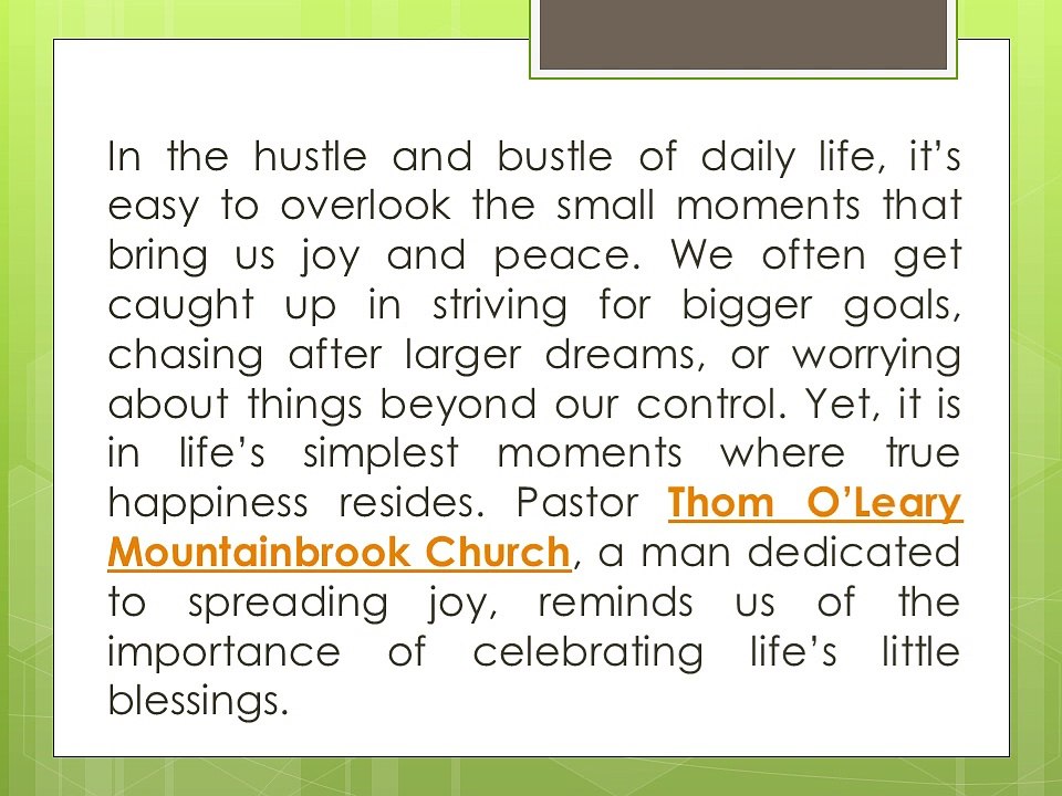 Celebrate Life’s Little Blessings with Thom O’Leary