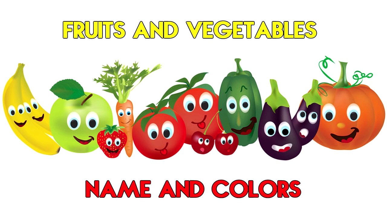 Learn Name And Colors With Animated Fruits  Vegetables  Toddlers Learning Fruits Vegetables