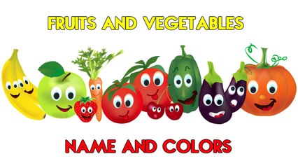 Learn Name And Colors With Animated Fruits  Vegetables  Toddlers Learning Fruits Vegetables