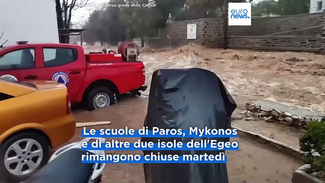 Le inondazioni colpiscono le isole greche di Mykonos e Paros: allerta rossa nelle Cicladi