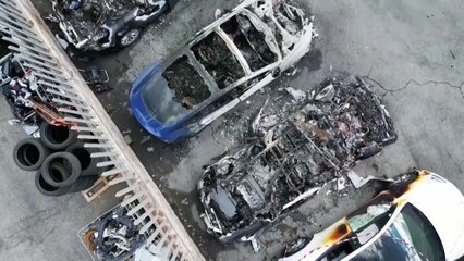 Fire destroys 17 cars at Tesla dealership in Rome