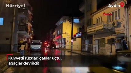 Aydın'da kuvvetli rüzgar! Çatılar uçtu, ağaçlar devrildi