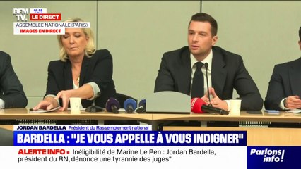 Jordan Bardella appelle les soutiens du RN à "s'indigner" contre "une décision d'injustice"