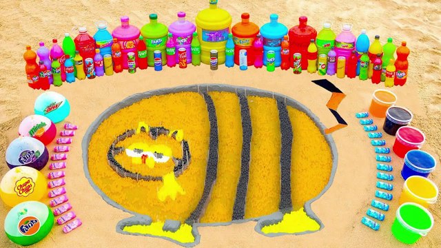 How to make Rainbow Garfield with Orbeez, Big Balloons of Fanta, Coca Cola vs Mentos & Popular Sodas