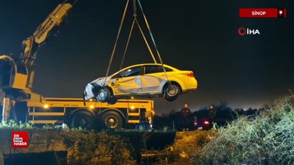 Sinop'ta otomobil kanala uçtu