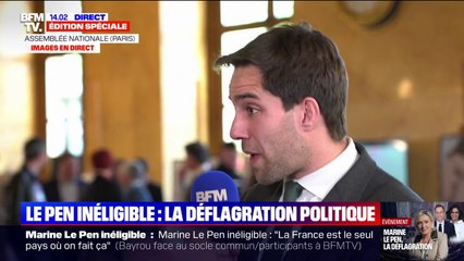 Marine Le Pen inéligible: "Des millions de Français sont bâillonnés", estime Thomas Ménagé(RN)